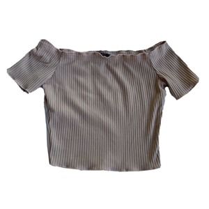 Shein Crop Top Sz S Womens Ribbed Off The Shoulder Blush Pink Summer Festival